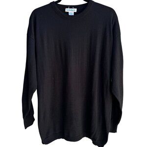 La Redoute Vintage Black Wool Blend Crewneck Sweater Large Minimalist Academia